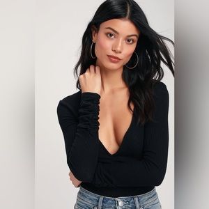 Free People Cozy Up To Me ribbed long sleeve bodysuit
